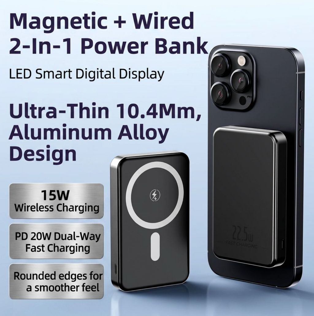 Ultra-Slim 15W Magnetic Wireless Power Bank