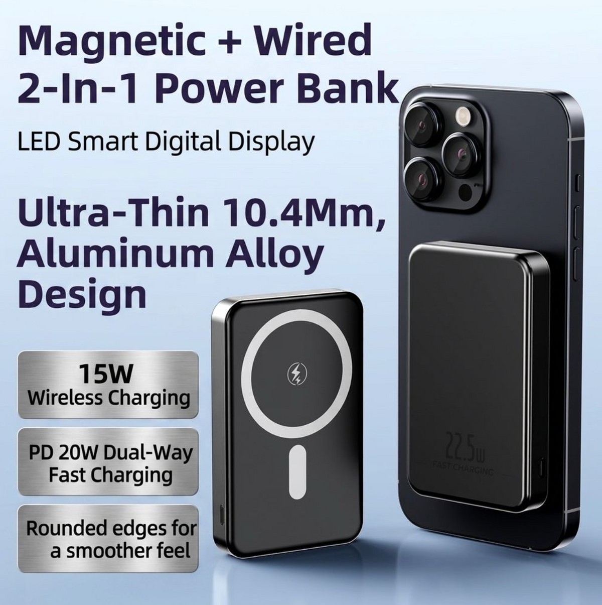 Ultra-Slim 15W Magnetic Wireless Power Bank