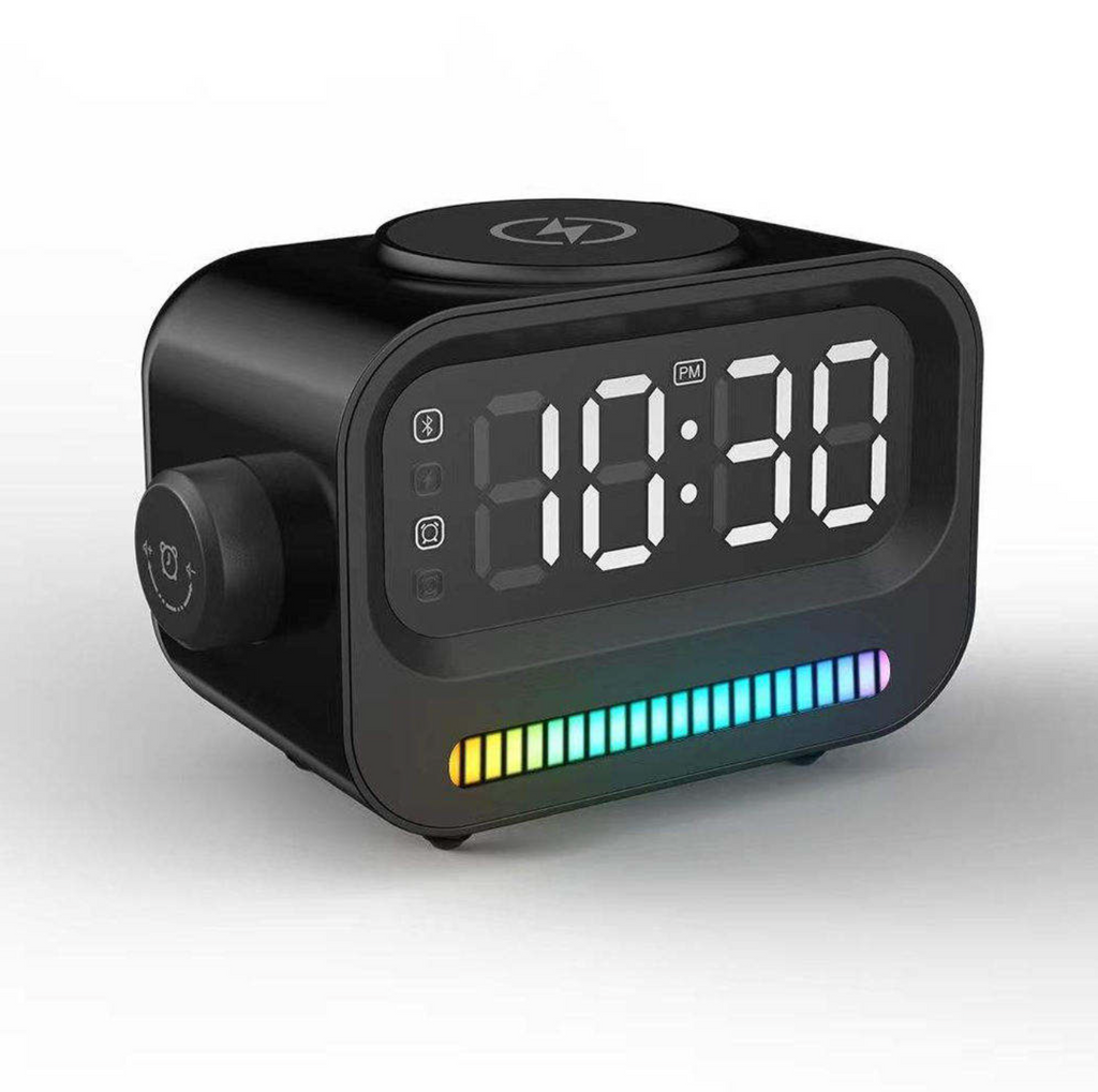 3-in-1 RGB Wireless Charging Station with Alarm Clock & Bluetooth Speaker
